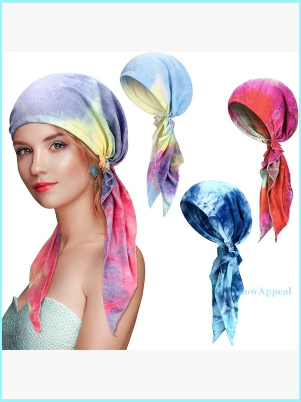 4 Pack Pre-Tied Head Scarves, Lightweight Polyester, Slip-On Turban Headwear